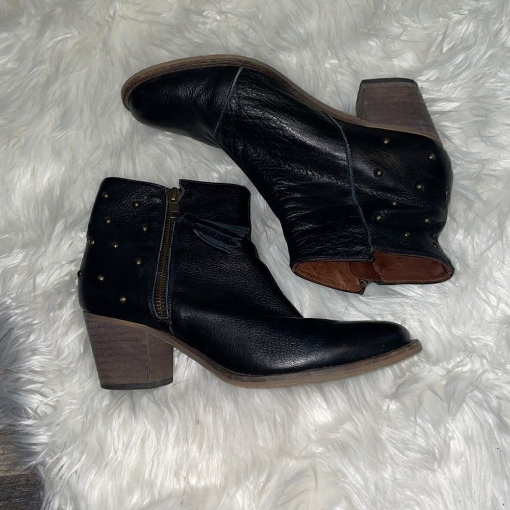 Eric Michael Black Leather Studded Ankle Bootie